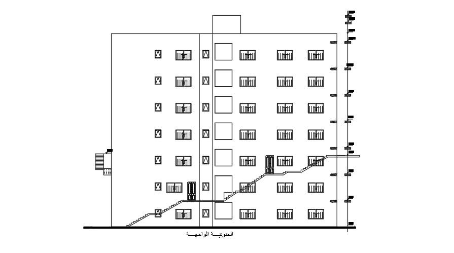 The left side elevation view of the 27x13 Meter Apartment building