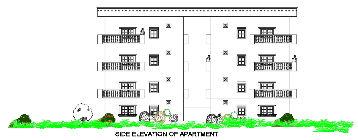 The left side elevation view of the 27x20m apartment house building