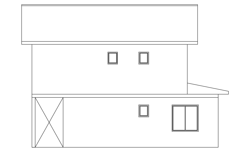 The left side elevation view of the 6x7m two story house building cad drawing