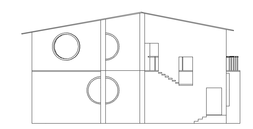 The left side elevation view of the 7x13m house building