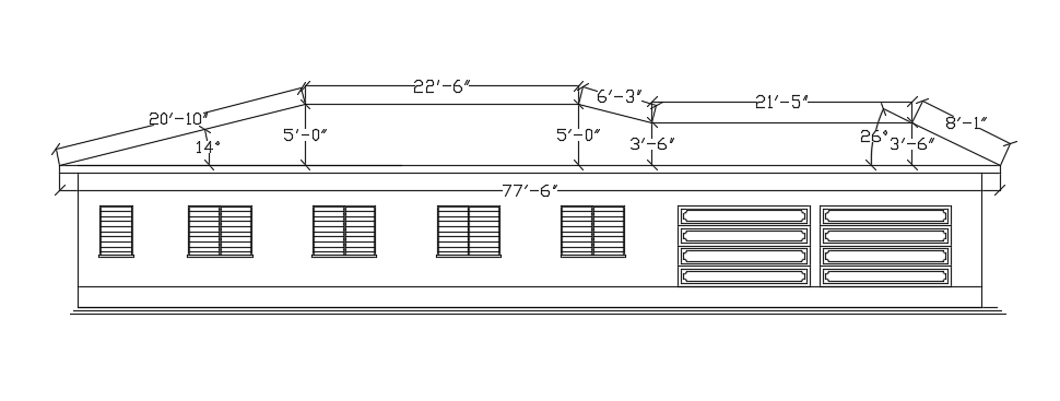 The left side elevation view of the 80’x75’ residential house building