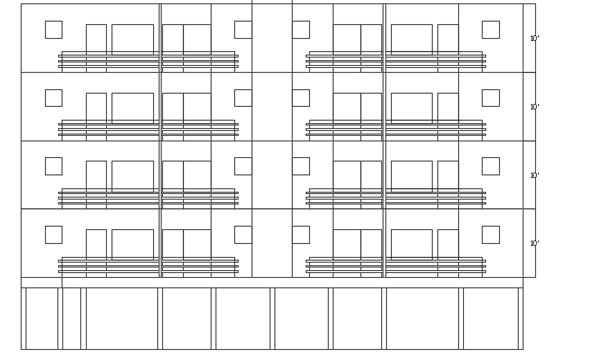 The left side elevation view of the 86’x44’ multifamily apartment building