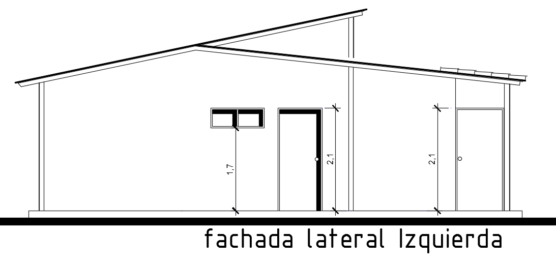 The left side elevation view of the 8X10m villa building