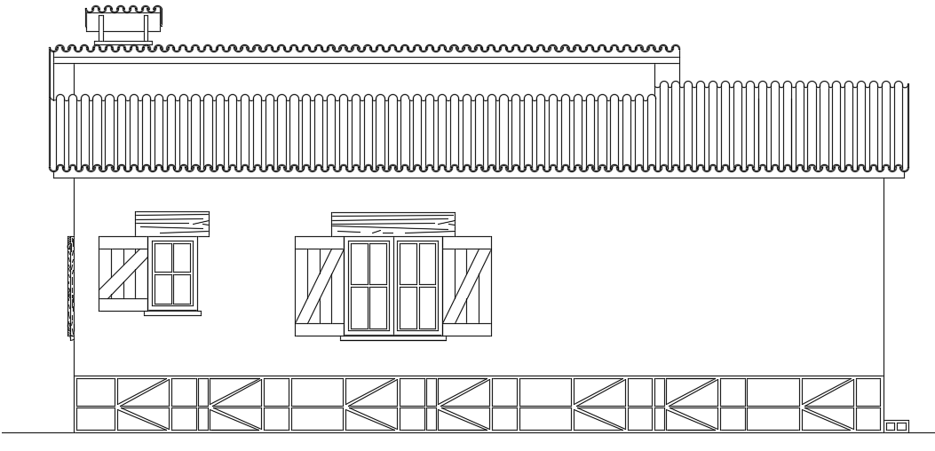The left side elevation view of the 8x11m home building