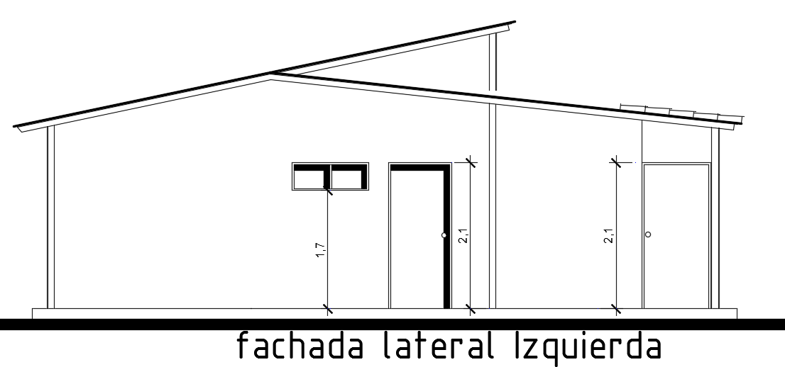 The left side elevation view of the 8x9m house building drawing