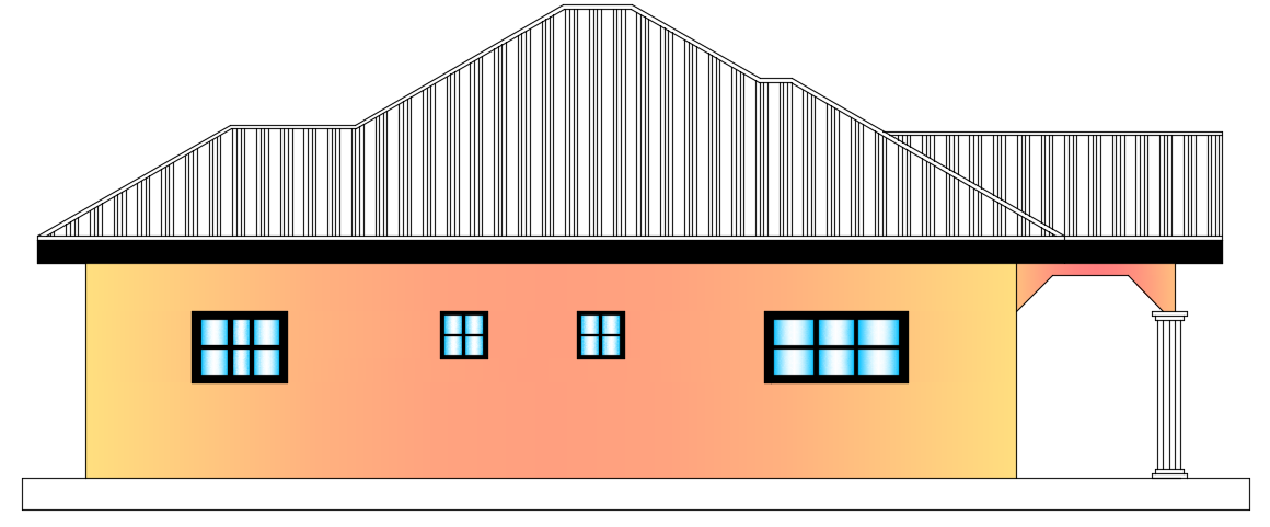 The left side elevation view of the 9x12 architecture 2bhk house building AutoCAD drawing