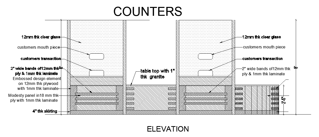 Assistant Office and Cash Cabin AutoCAD Elevation Plan