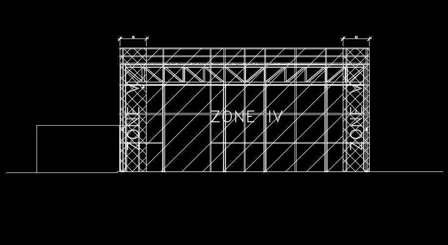 The left side of the 57x36m industrial plan of the wind zone IV detail drawing