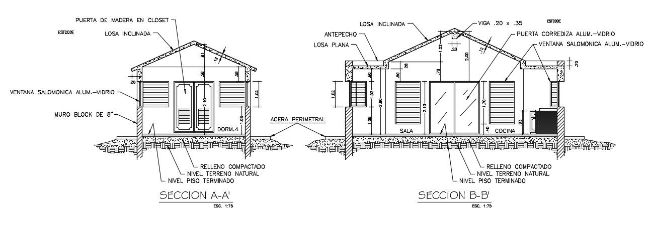 The left side section portion of the 30x30m luxury house building is given in this AutoCAD drawing model. Download now.