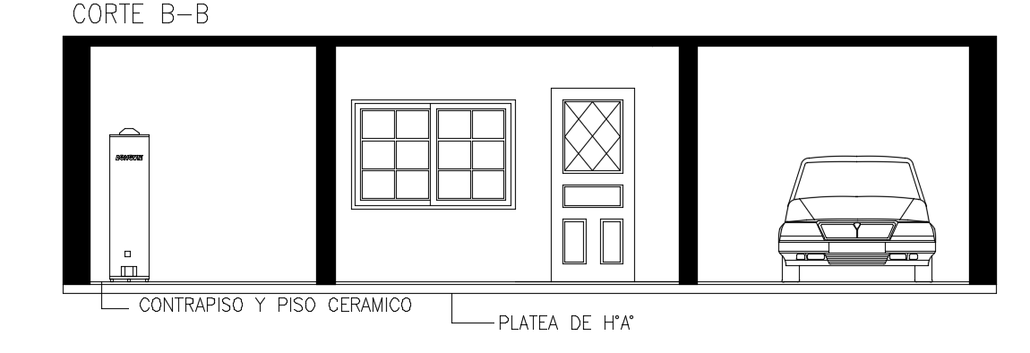 The left side section view of the 10x11m house building AutoCAD drawing