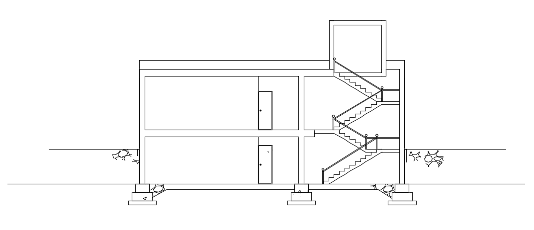 The left side section view of the 10x15m house building