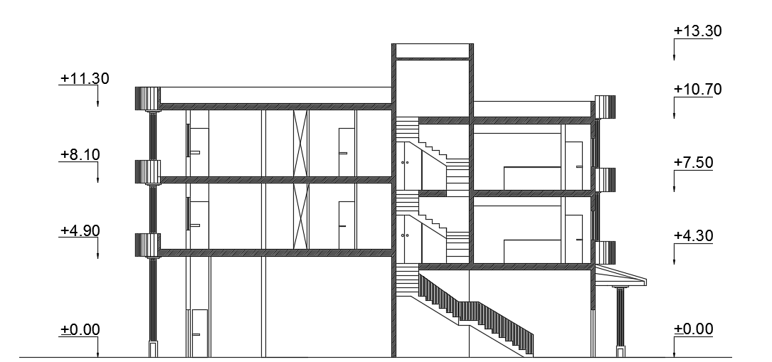 The left side section view of the 10x15m house building is given in this file