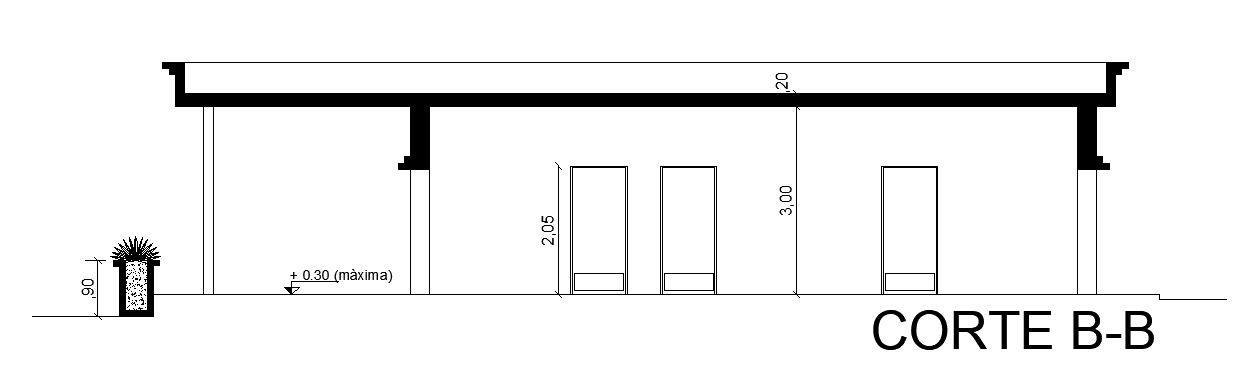 The left side section view of the 11x21m office building is given in this AutoCAD drawing model. Download now.