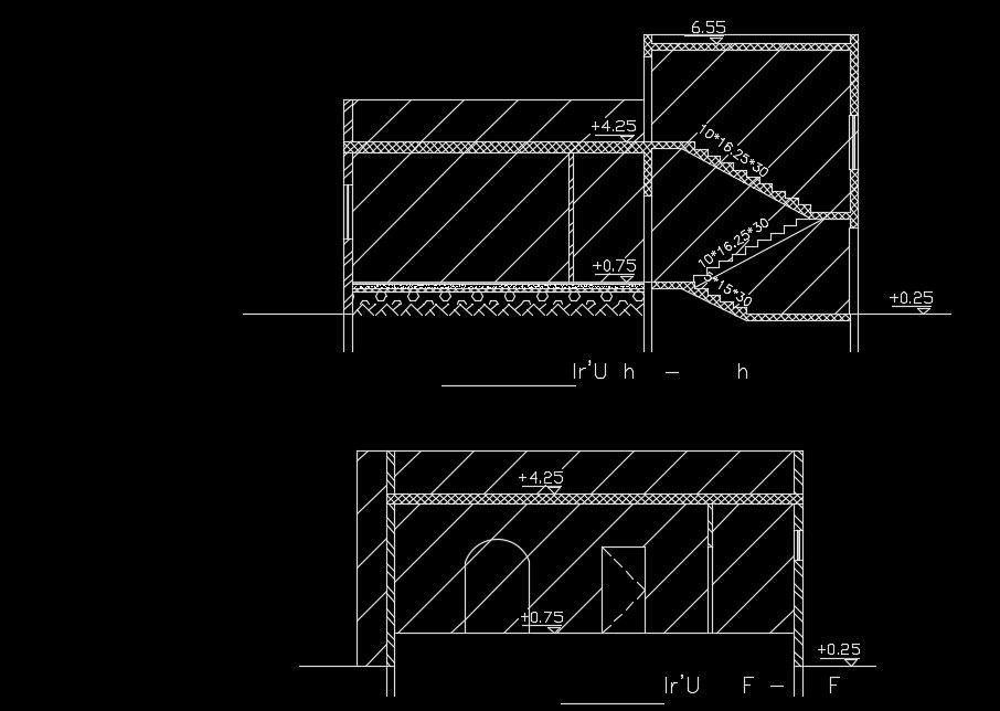 The left side section view of the 13x14m house building