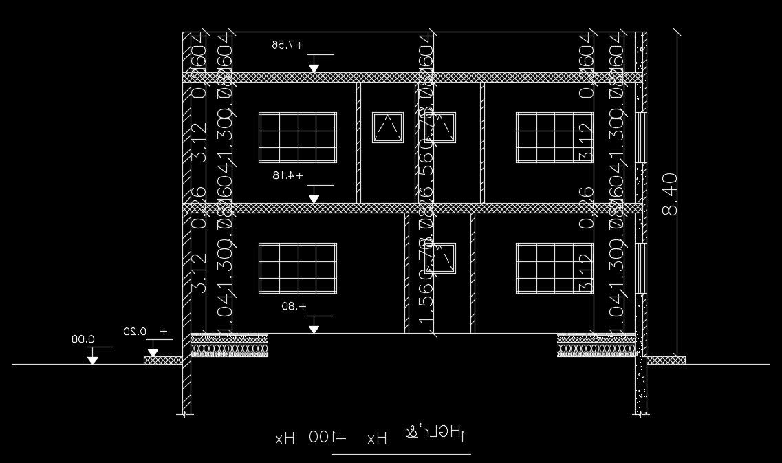 The left side section view of the 14x12m house building