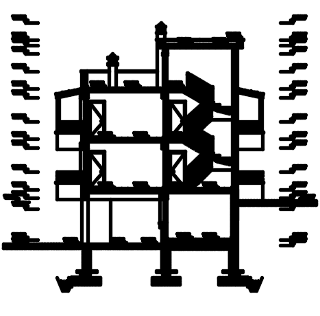 The left side section view of the 15x12m house building
