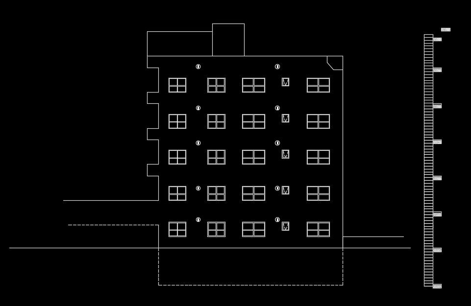 The left side section view of the 15x18m apartment building