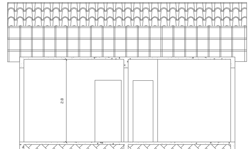 The left side section view of the 16x7m house building