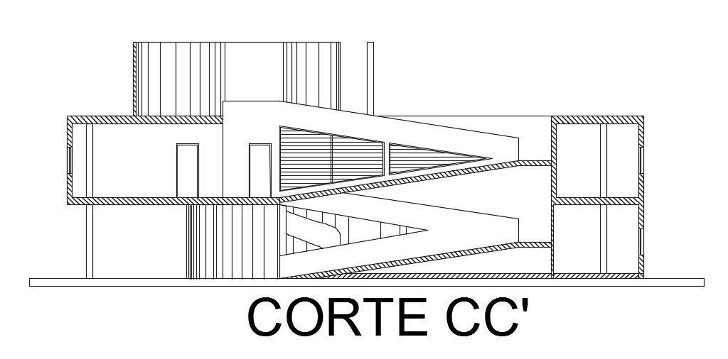 The left side section view of the 20x20m villa building