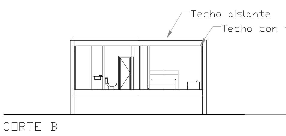 25x15m Single-Story House Left Side Section View DWG Drawing