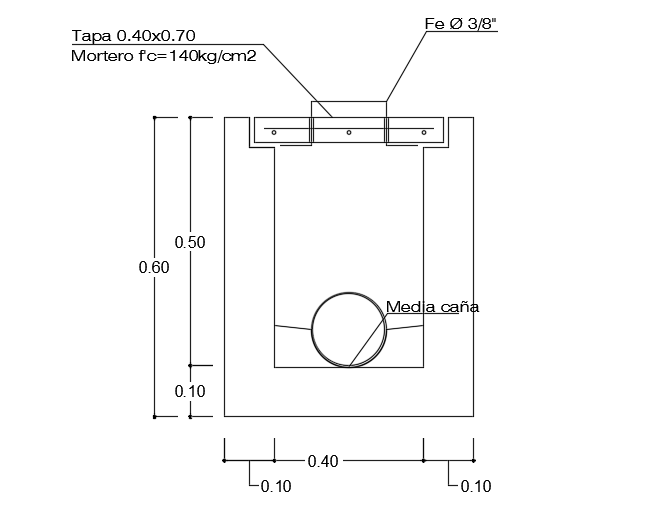 The left side section view of the 25x6m house building septic tank CAD
