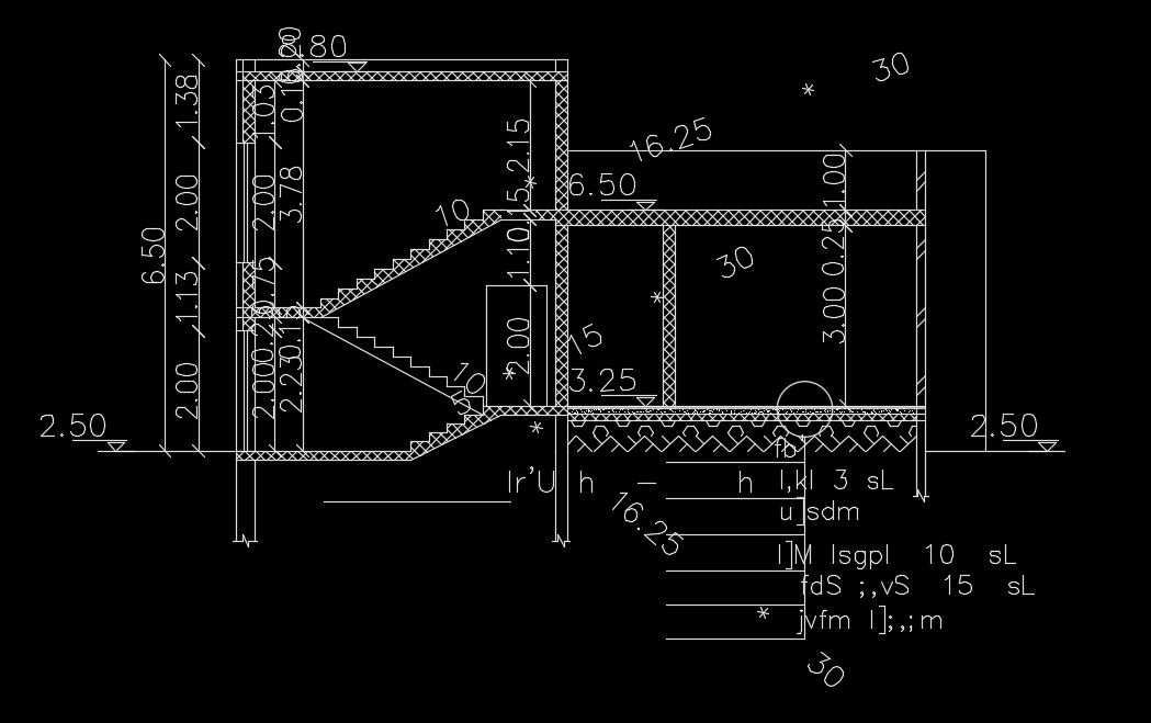 The left side section view of the 30x15m twin house plan building