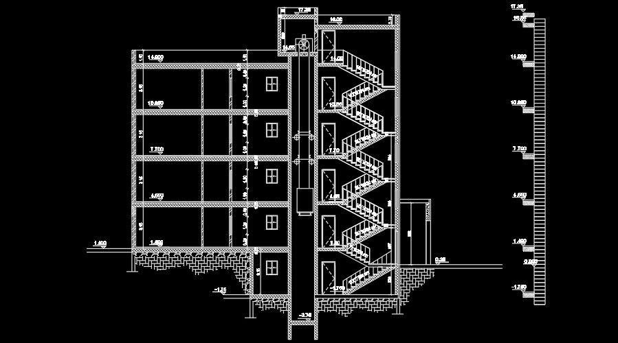 The left side section view of the 30x27m house building AutoCAD drawing