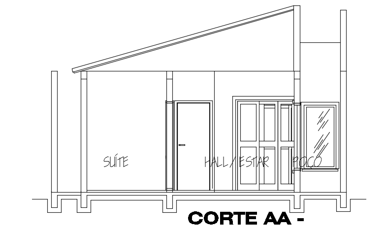 The left side section view of the 31x8m villa building CAD drawing