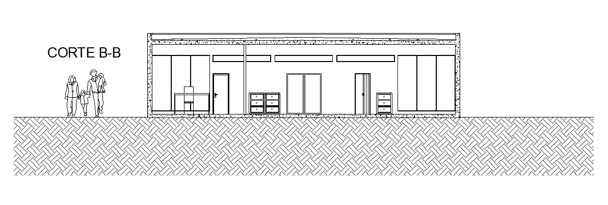 The left side section view of the 37’x32’ house building is given in this AutoCAD drawing. Download now.