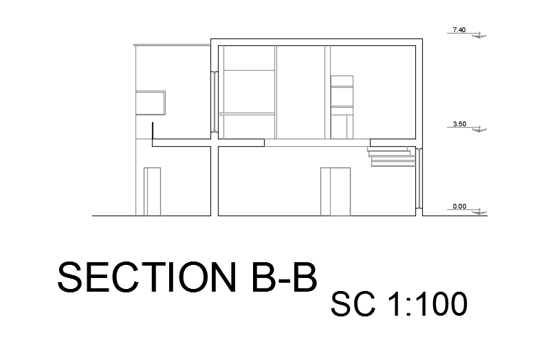 The left side section view of the 40’x25’ house building