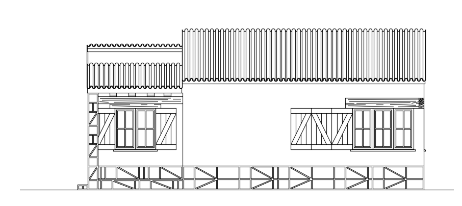 The left side section view of the 8x10m house building AutoCAD drawing