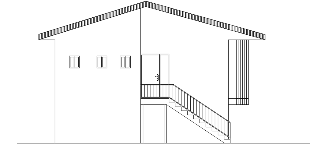 The left side section view of the 9x8m house building drawing