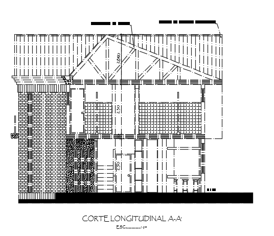 The left side section view of the 9x8m villa building