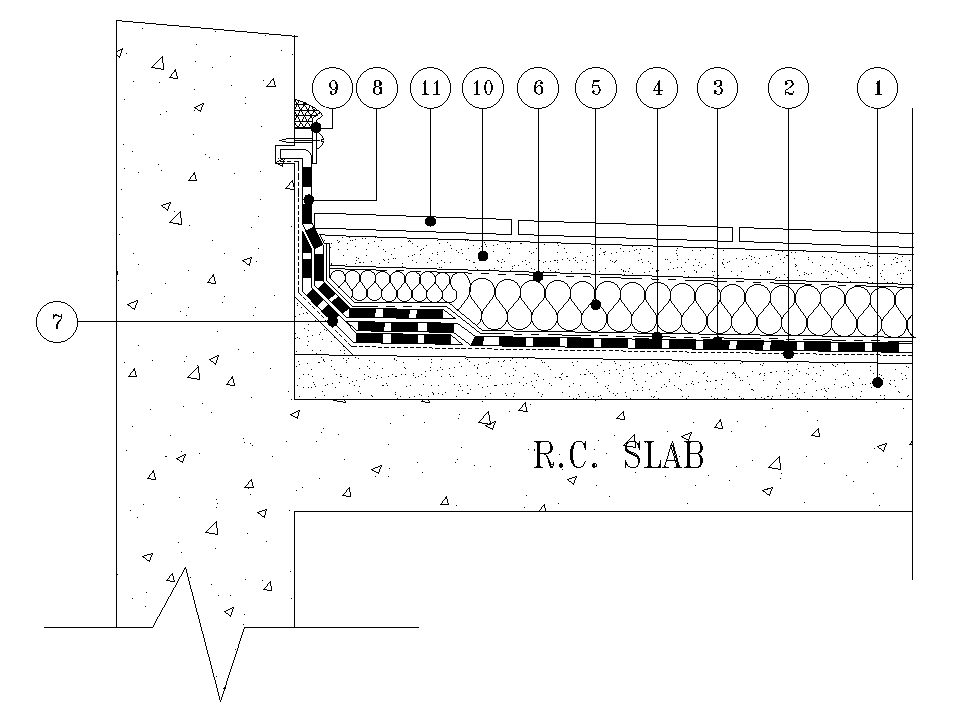 The left side section view of the floor drain water outlet detail drawing is given in this AutoCAD file.