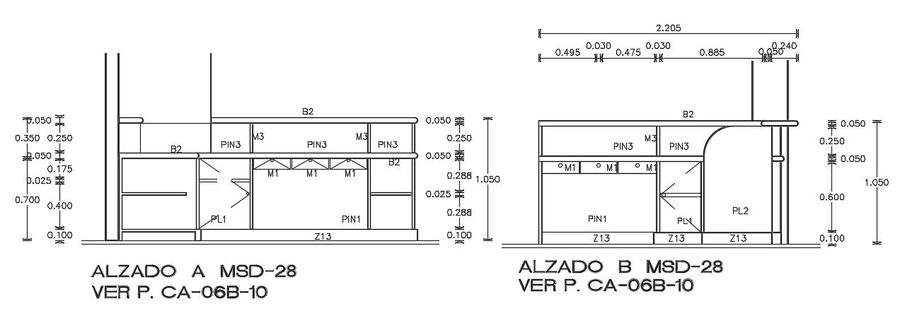 Left-Side CAD Section of Pediatric Hospital Furniture