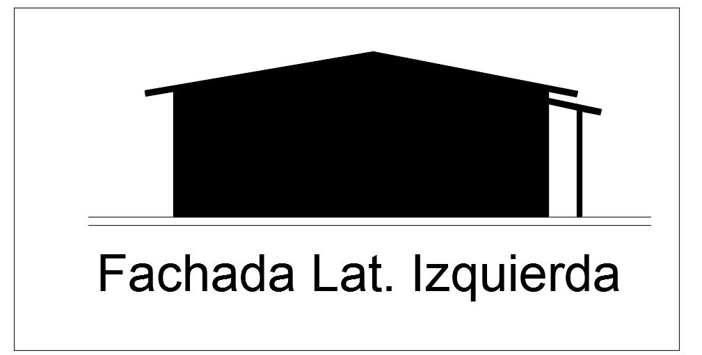 The left side view of the 10x8m single story residential house building