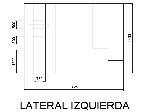 The left side view of the 1bhk house building isometric view CAD drawing