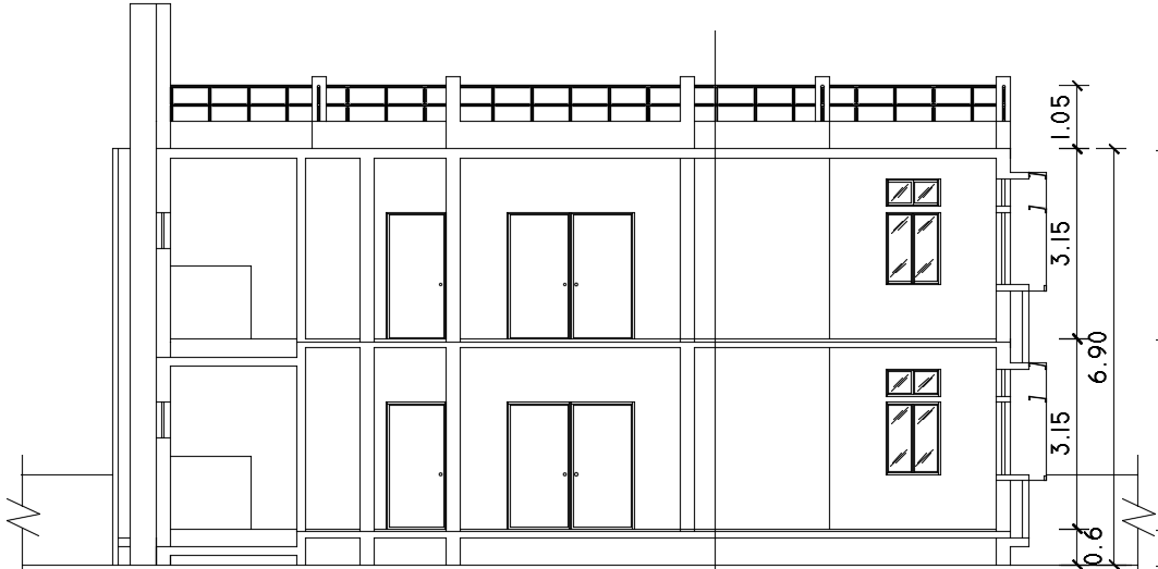 The left side view of the 40’X18’ house building is given in this file