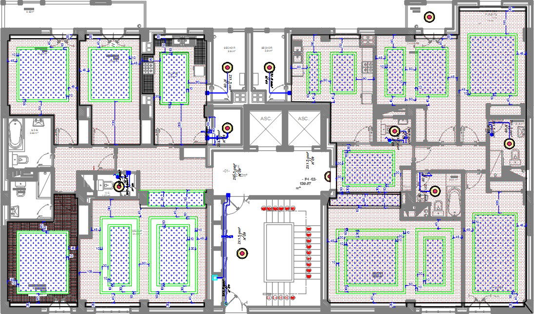 The light fixing detail of the 26x14m house plan is given in this 2D AutoCAD file