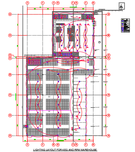 The lighting layout of the 78x144m keg warehouse