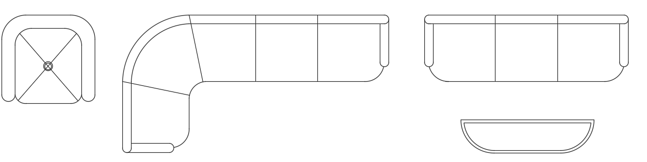 Corner Sofa CAD Plan for Living Room Furniture Layout