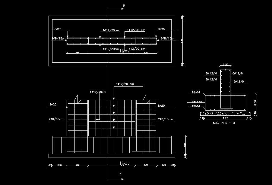 The longitudinal section view of the beam has been given