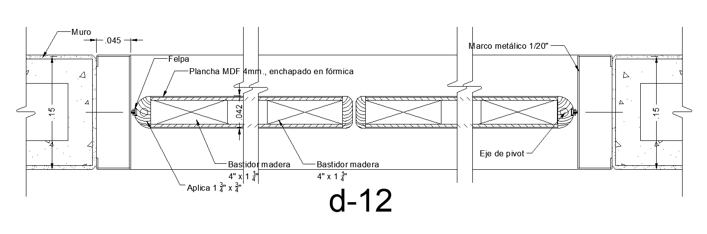 The longitudinal section view of the door12 has been given in this AutoCAD model. Download now.