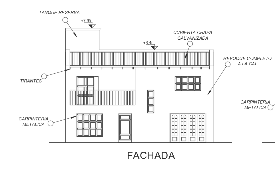 10x8m Architecture House Main Elevation AutoCAD File