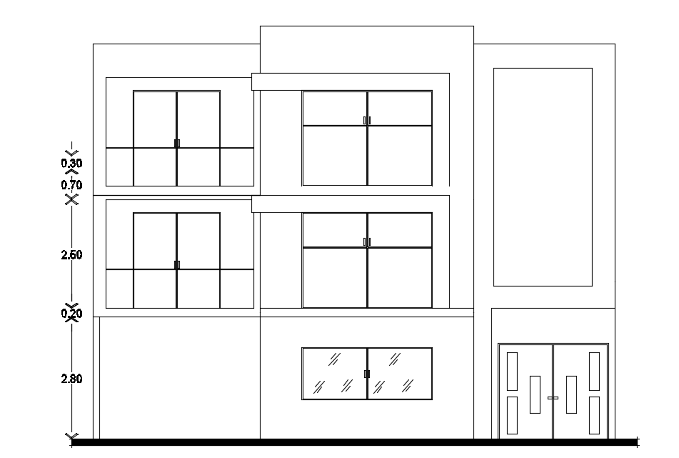 The main elevation view of the 12x25m apartment house building