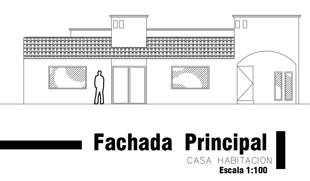 The main elevation view of the 15x16m house building is given in this file