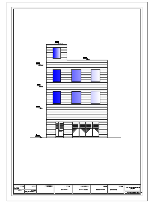 The main elevation view of the 9x14m house building