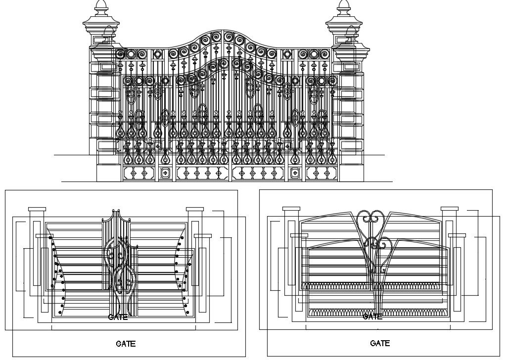 The main gate detail drawing stated in this AutoCAD file. Download the AutoCAD file.