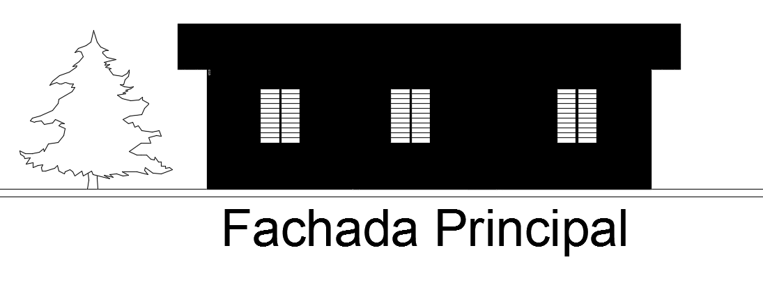 The main view of the 10x8m single story residential house building drawing