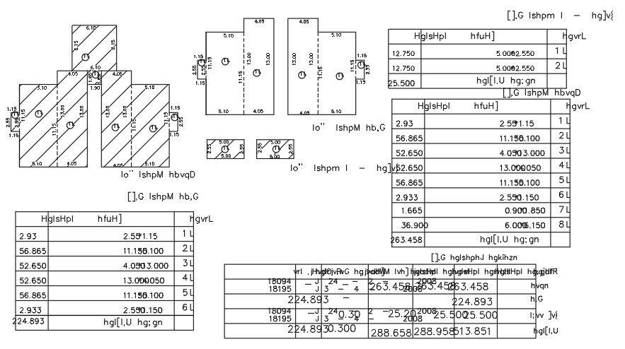 The marking layout of the 9x13m house plan drawing i
